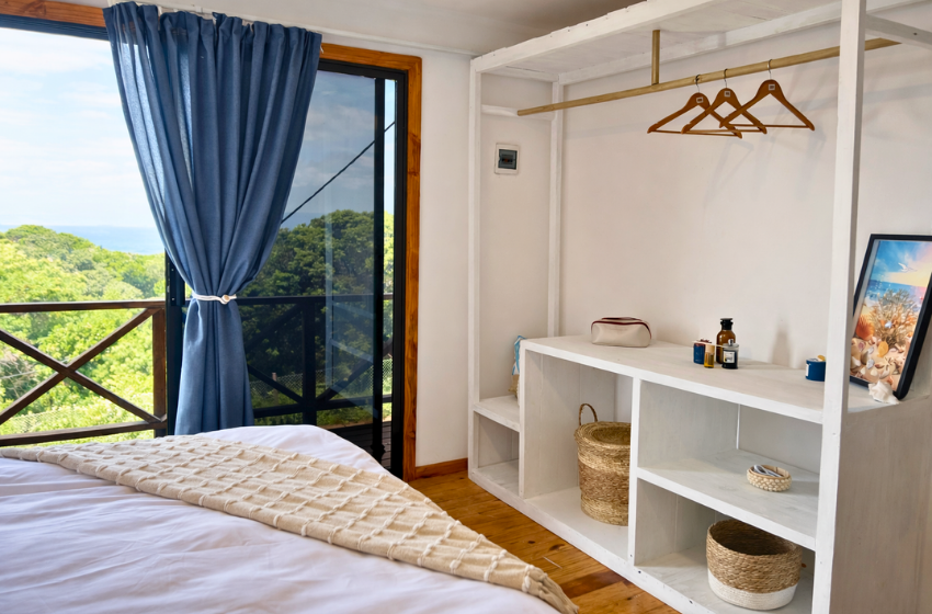 shelving main bedroom at Salt and Sun in Ponta Malongane