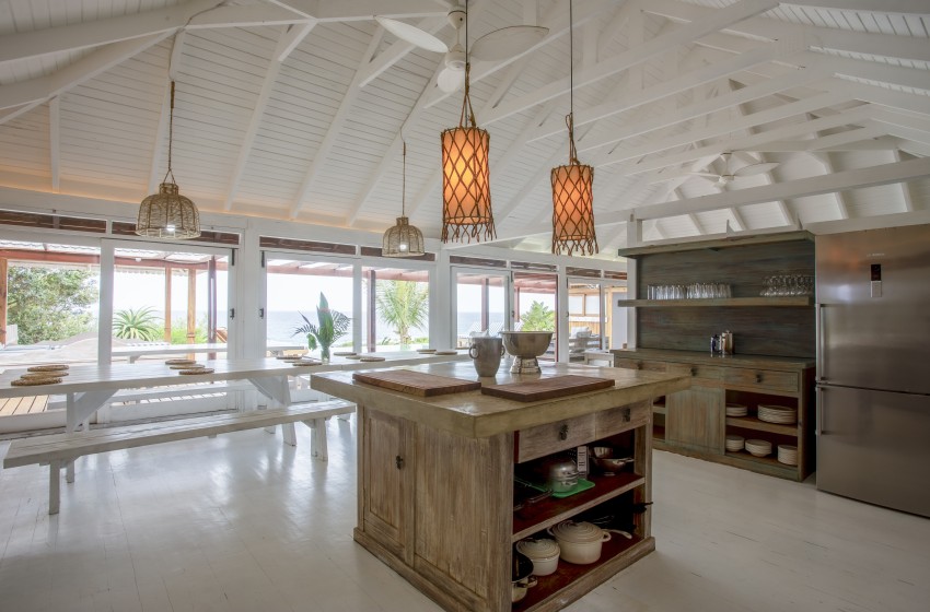 kitchen showing island at Aloha 7 in Ponta Mamoli